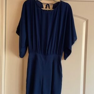 White House Black Market Blue Romper with Tie-Back